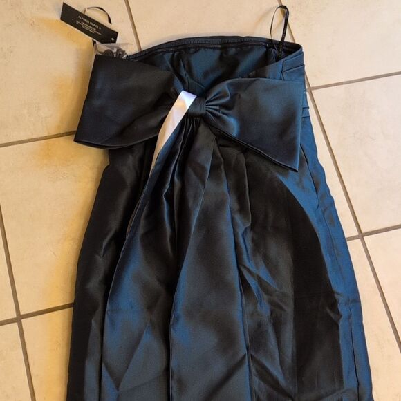 NWT Alfred Sung Gown Strapless Draped Bodice Column Dress Bow Evergreen Green 6 - Picture 4 of 14